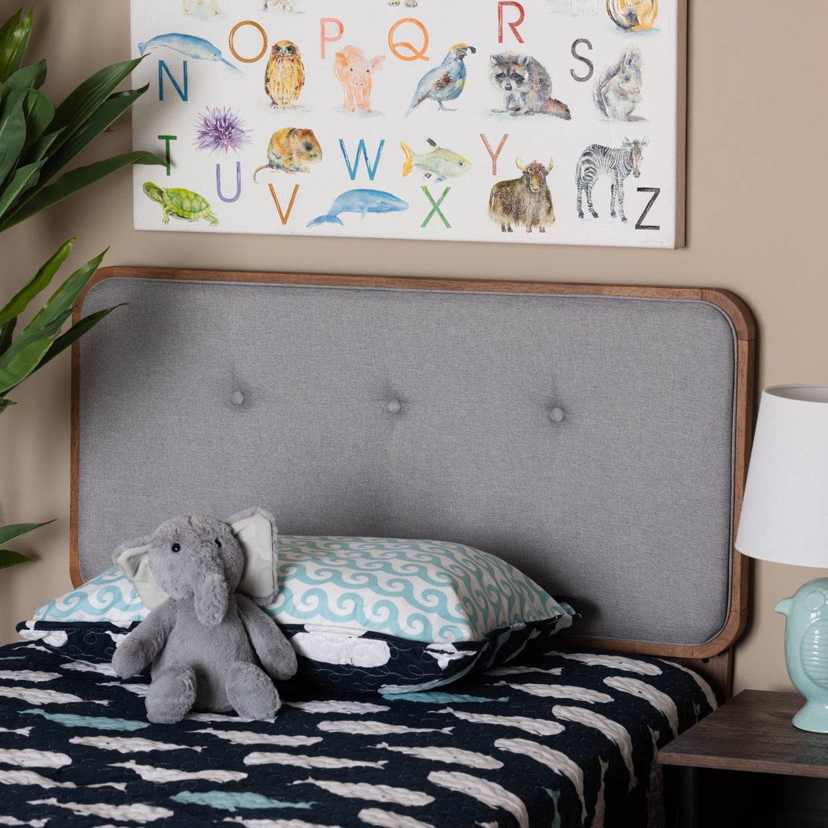 Light Grey Walnut Twin Upholstered Headboard R825816