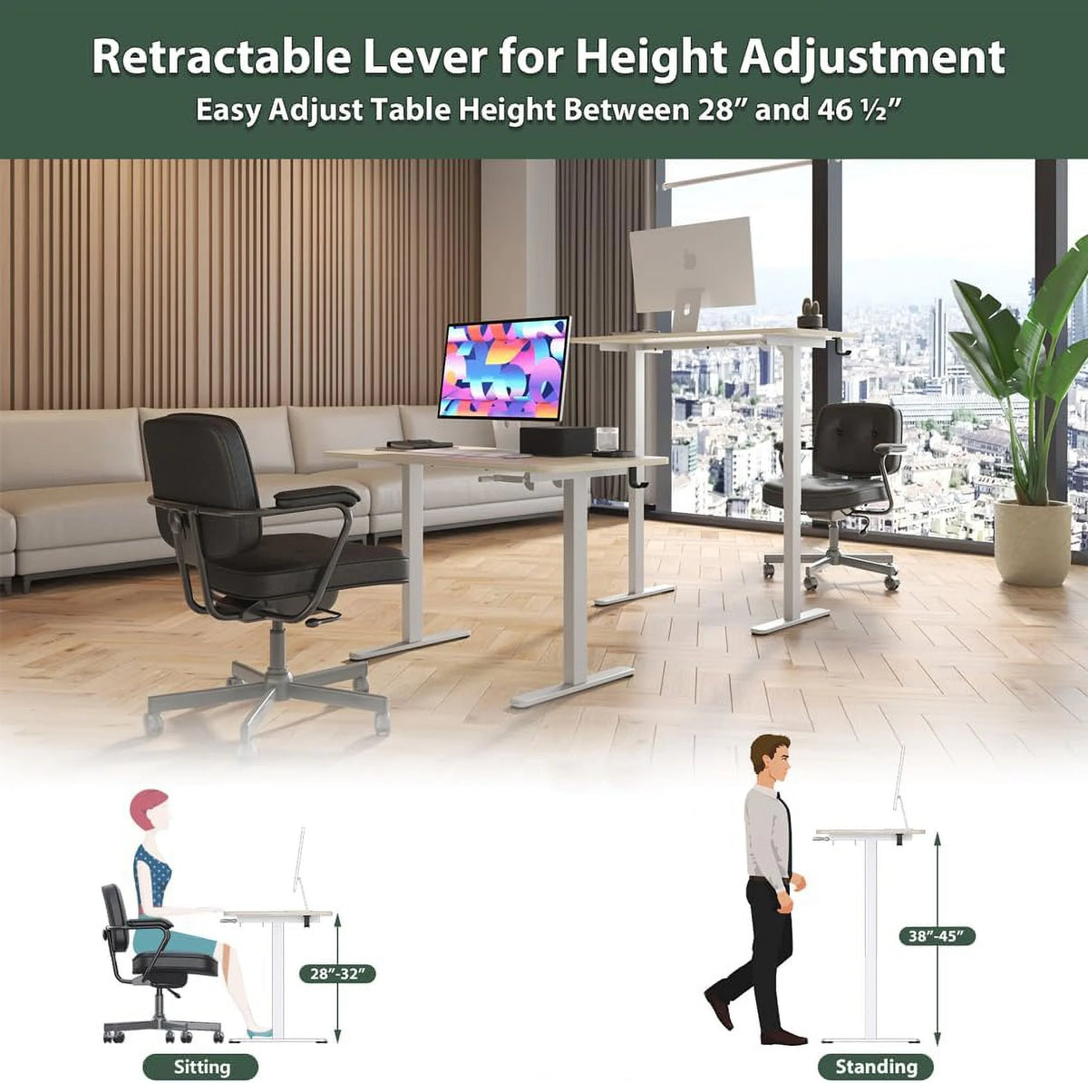 44 Inches Manual Standing Desk D427