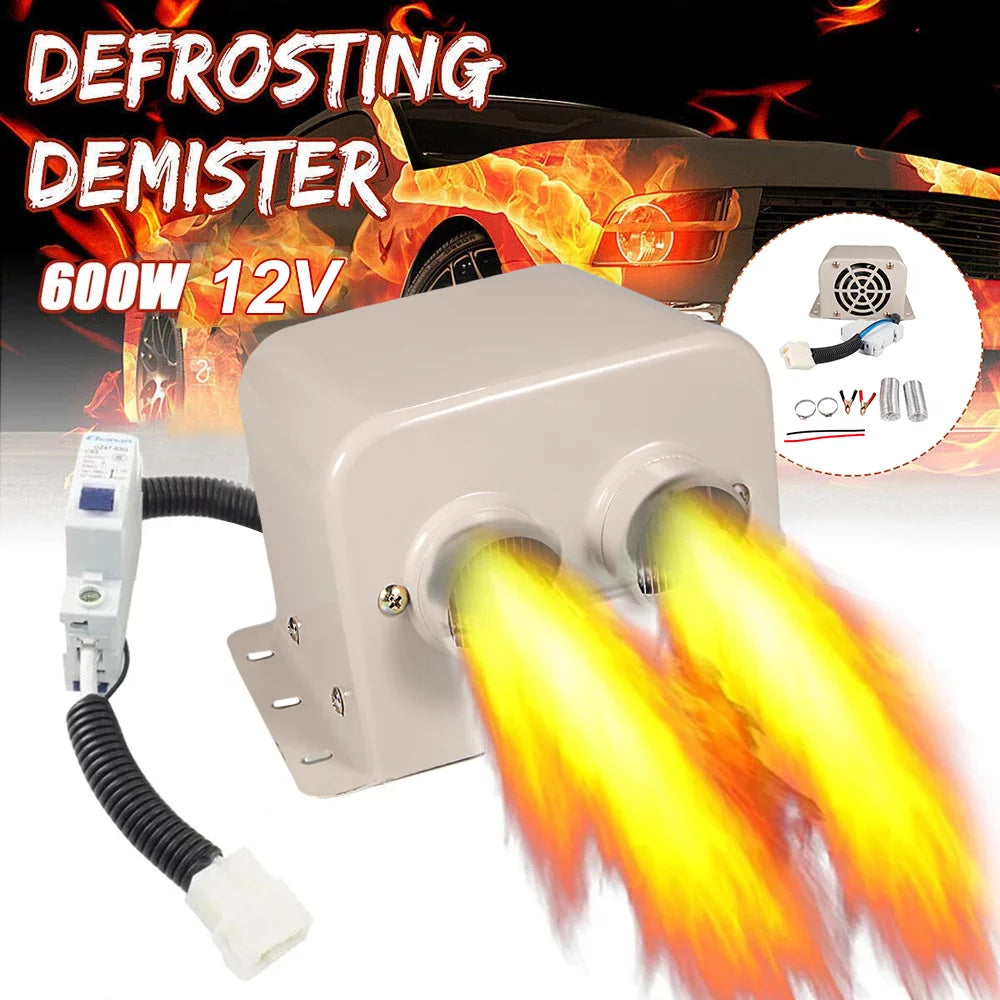 600W 12V Portable Car Heater Fan Defroster White P5143