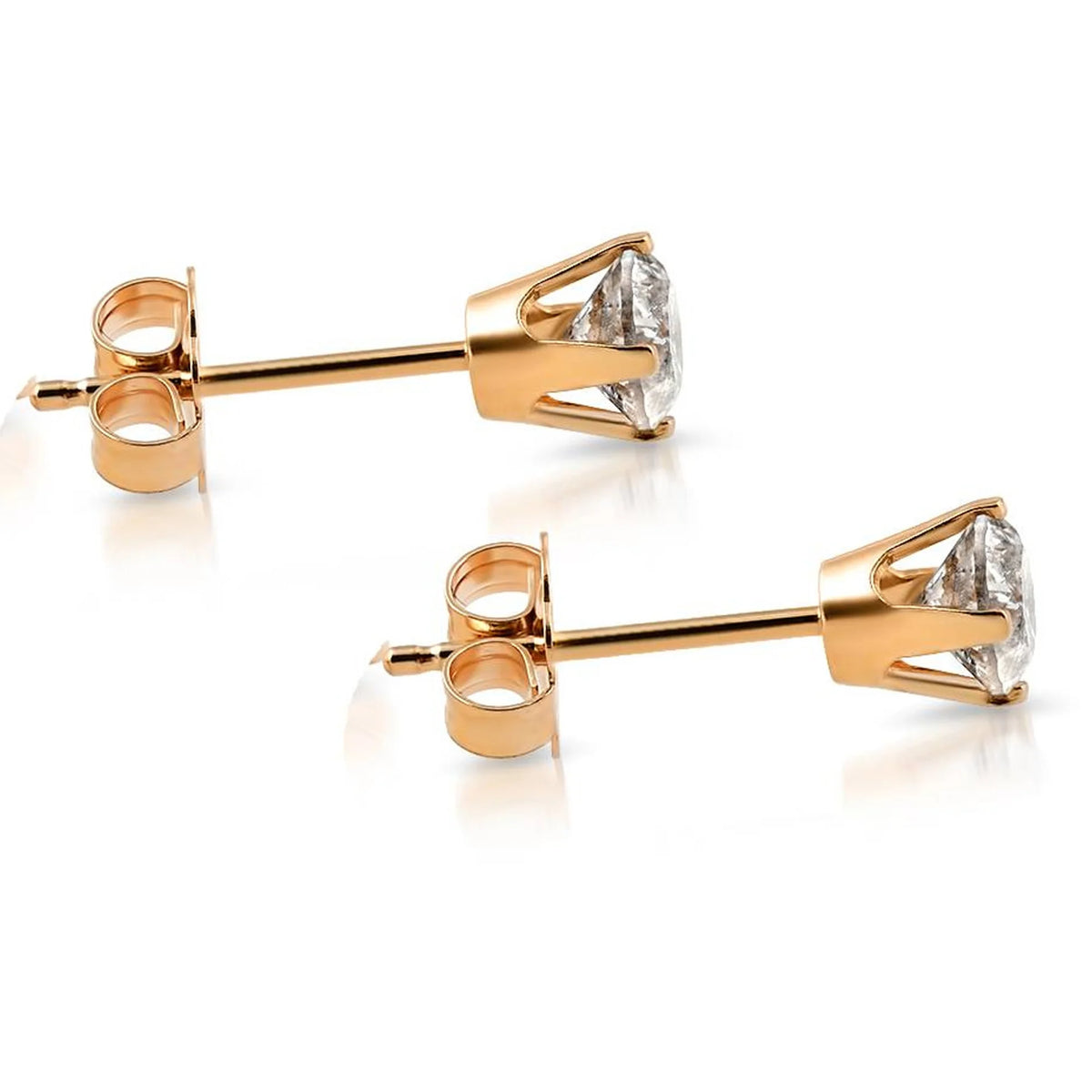 14k Yellow Gold Solitaire Stud Earrings P327086