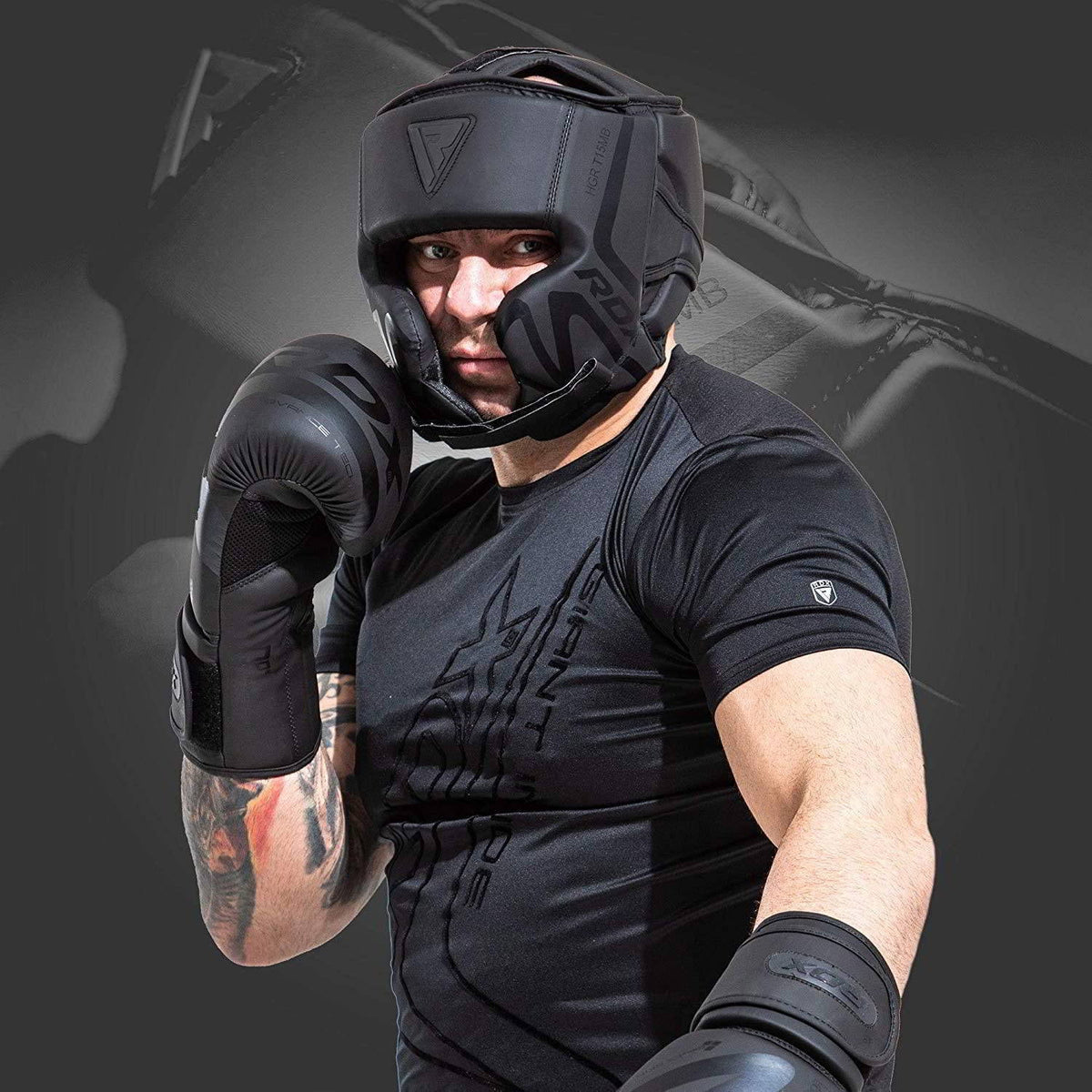 Black Padded Boxing Headgear M48119