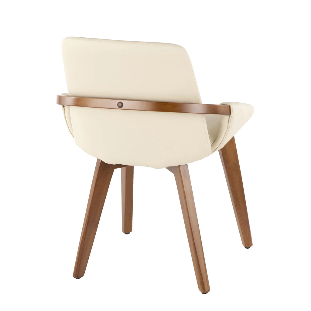 Mid-Century Chair in Walnut and Cream Faux Leather I822368
