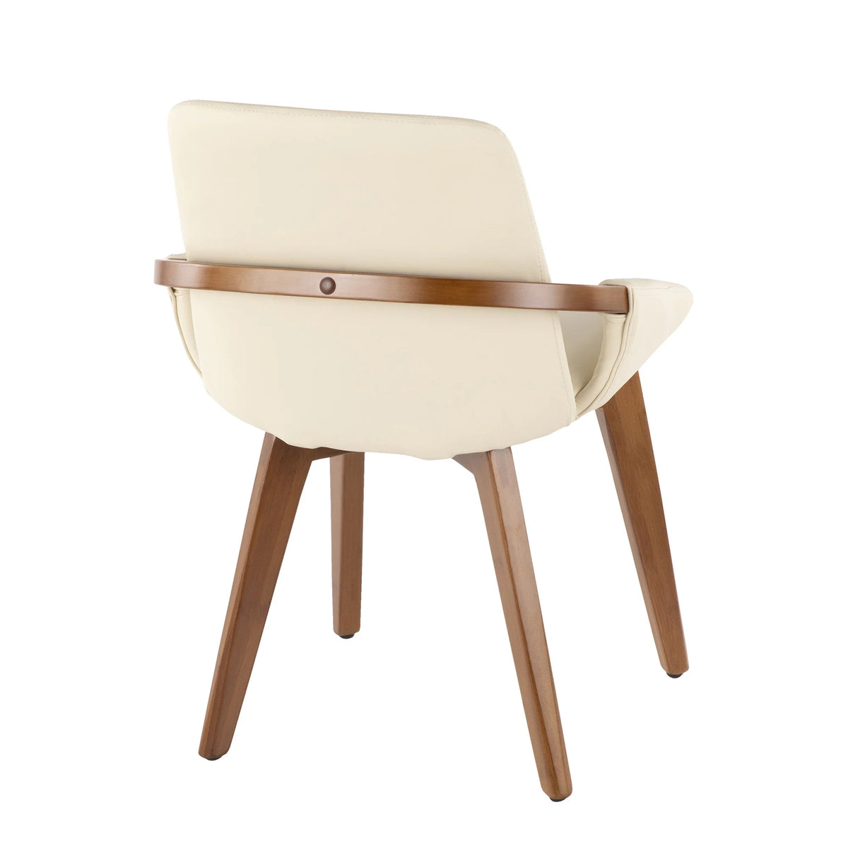 Mid-Century Chair in Walnut and Cream Faux Leather I822368
