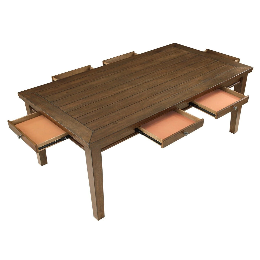 5pc Wooden Dining Table Set with Fabric Upholstered Chairs Q443816