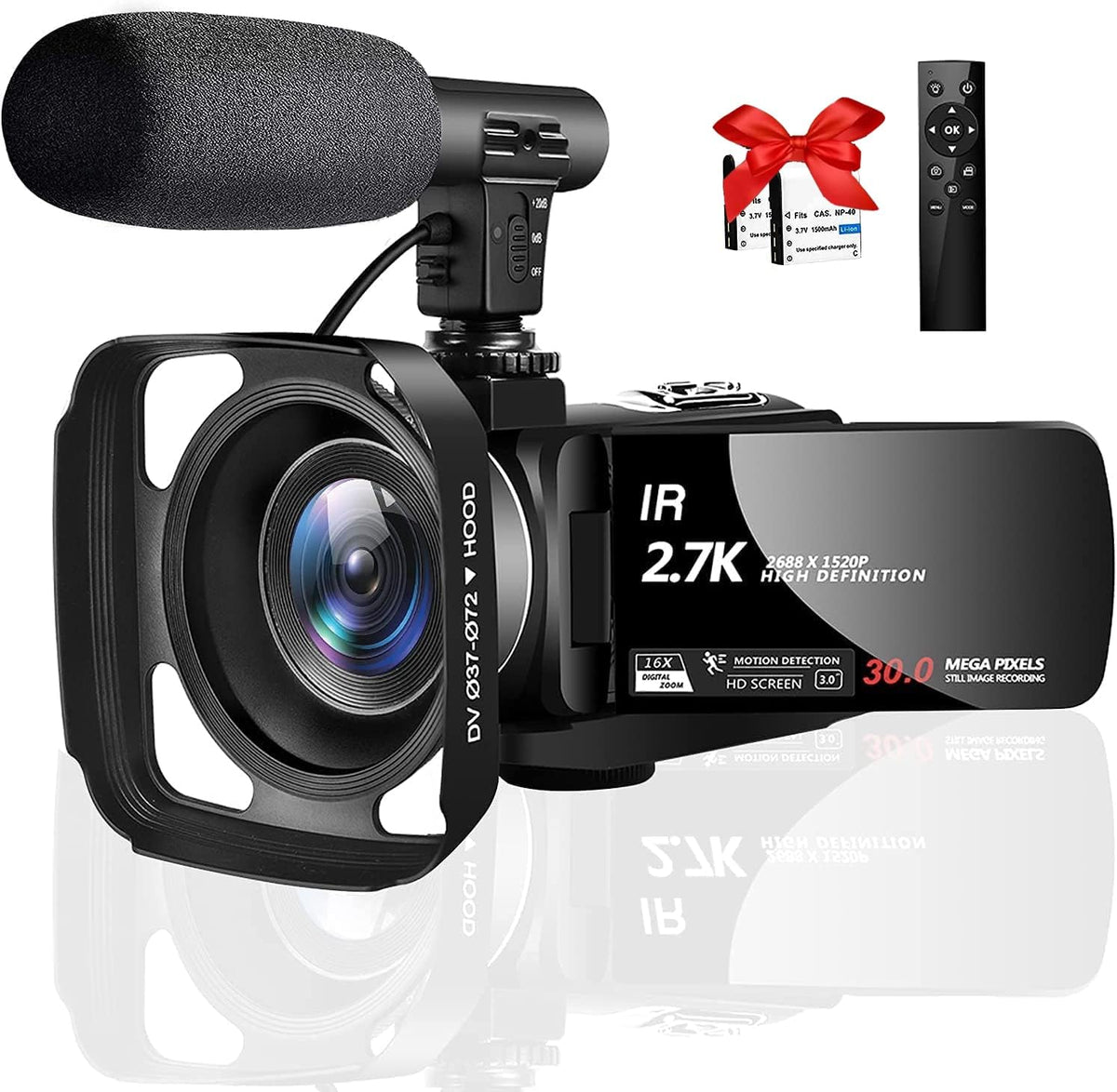 2.7K 30FPS 30MP IR Night Vision Camcorder with 2.4G Remote and Microphone F345