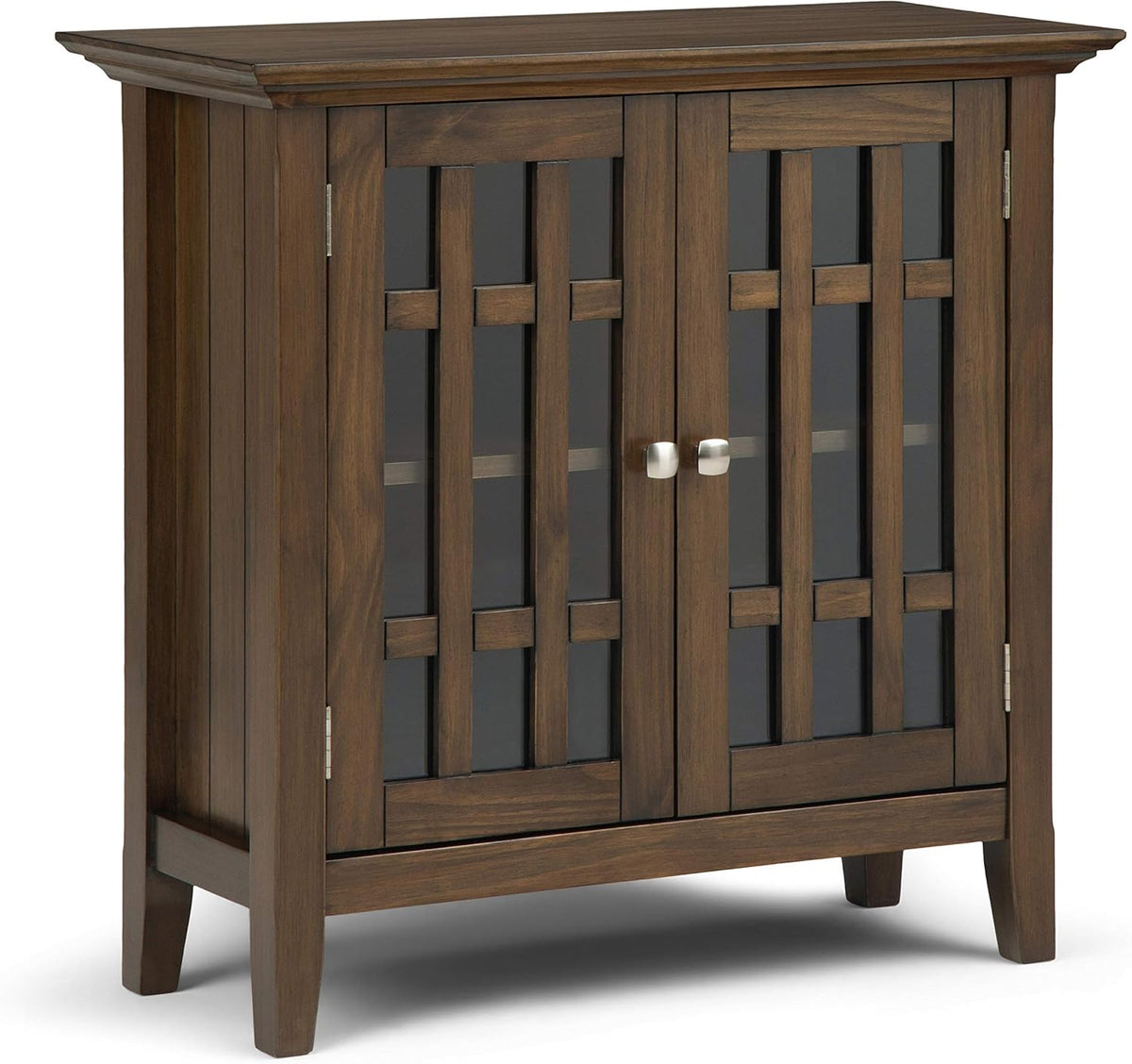 Farmhouse Grey Solid Wood Media Cabinet with 2 Tempered Glass Doors H85955