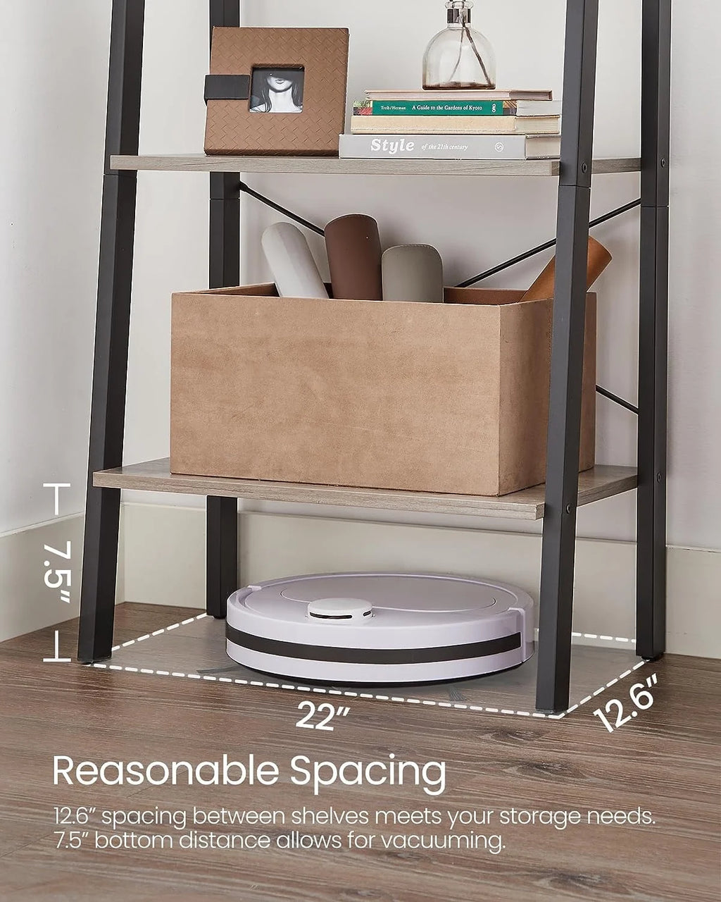 4-Tier Ladder Bookshelf with Steel Frame R3527