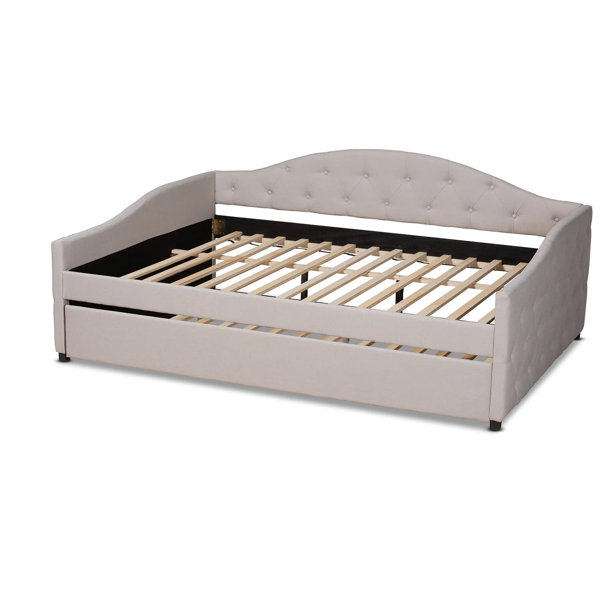 Beige/Black Upholstered Daybed with Trundle J701273