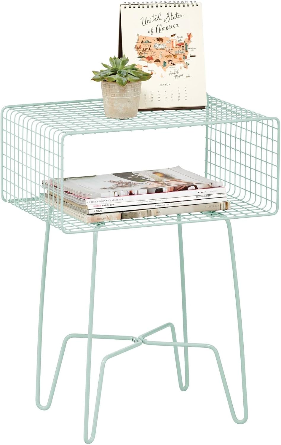 Bronze 2-Tier Metal End Table with Storage Shelf E223