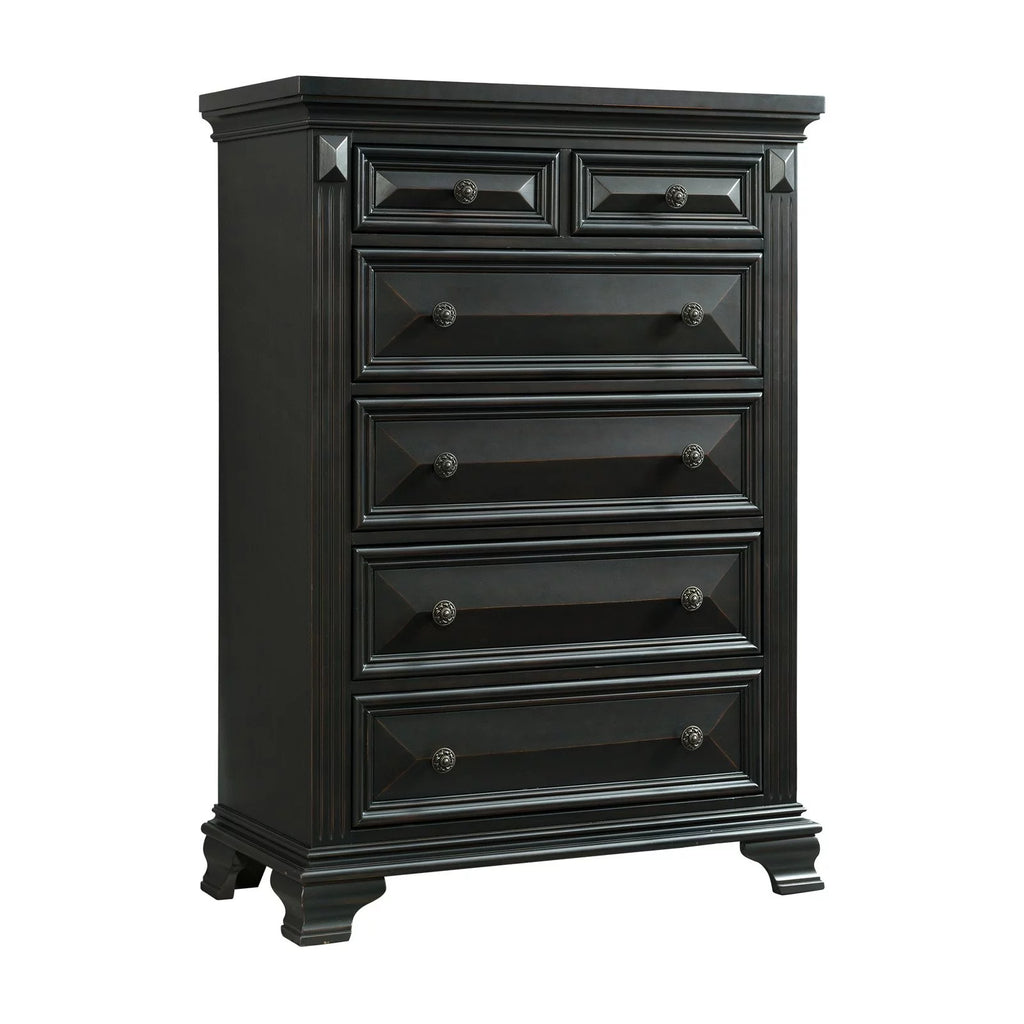6 Drawer Chest in Antique Black X491