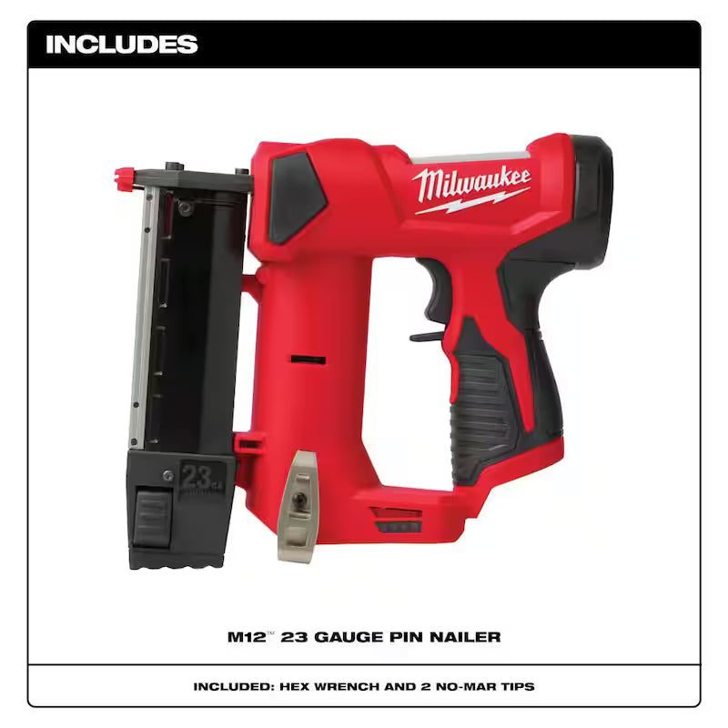 12-Volt 23-Gauge Cordless Pin Nailer with Two 1.5 Ah Compact Battery Packs N446