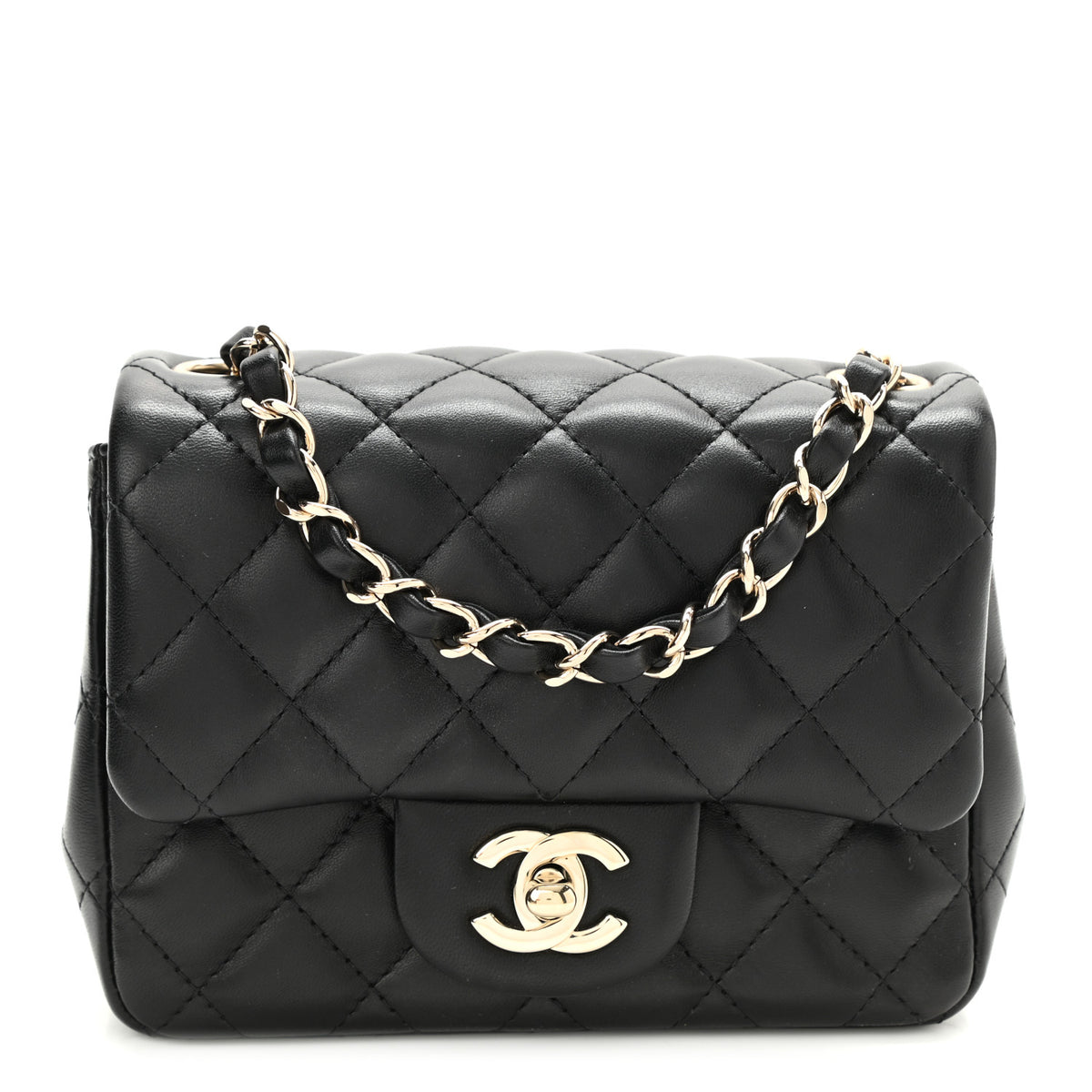 Quilted Lambskin Mini Flap Bag Black T551