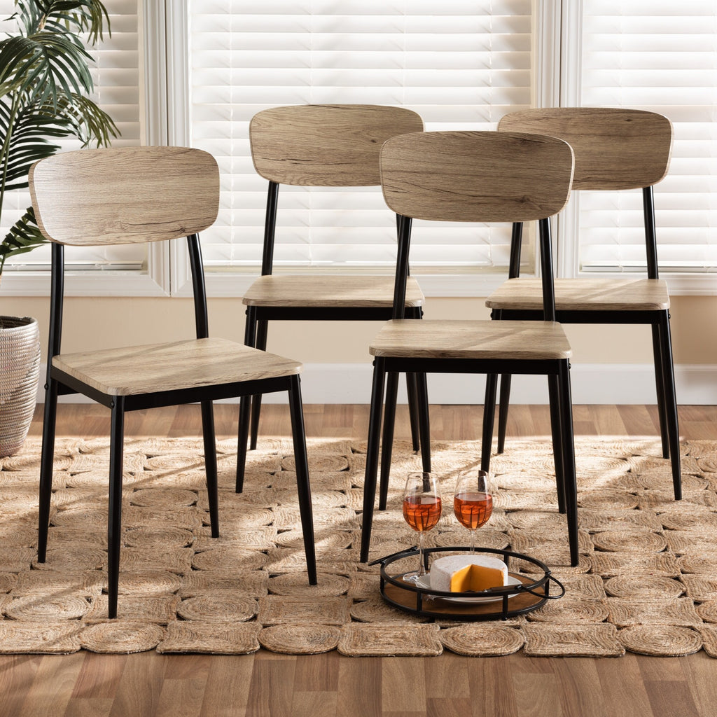 Brown Wood and Metal Dining Chair Set of 4 A914495