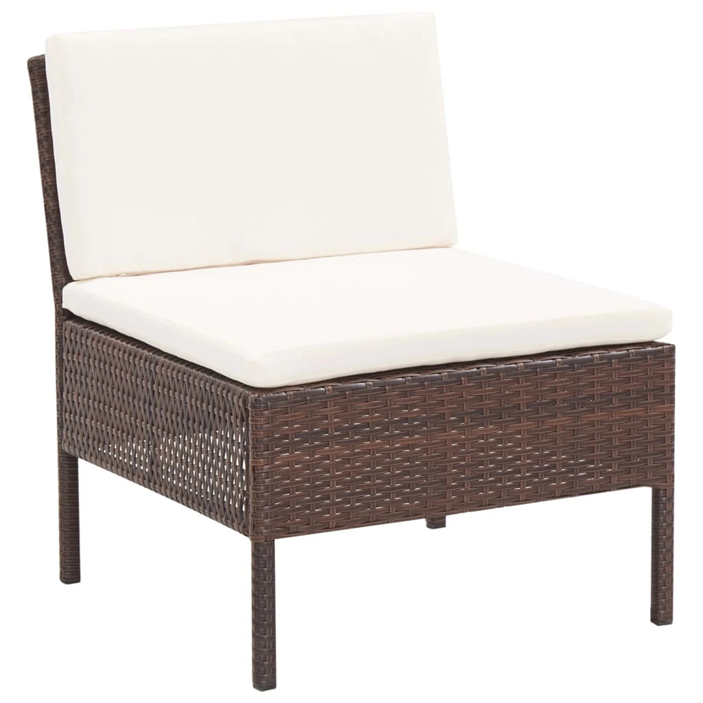 3 Piece Outdoor Sectional Sofa Set with Cushions Poly Rattan Steel Frame O56265