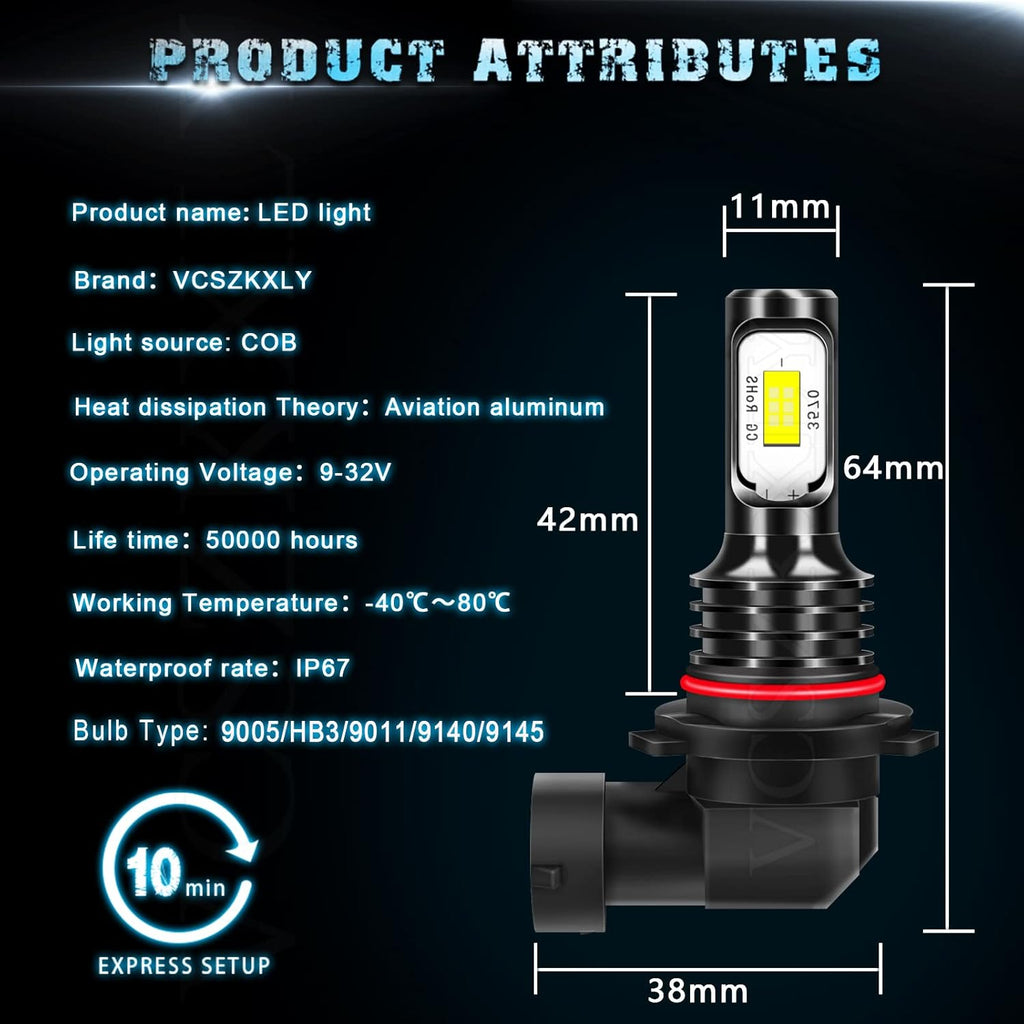 9005 9006 9145 LED Headlight Bulbs, 6 Bulbs R617