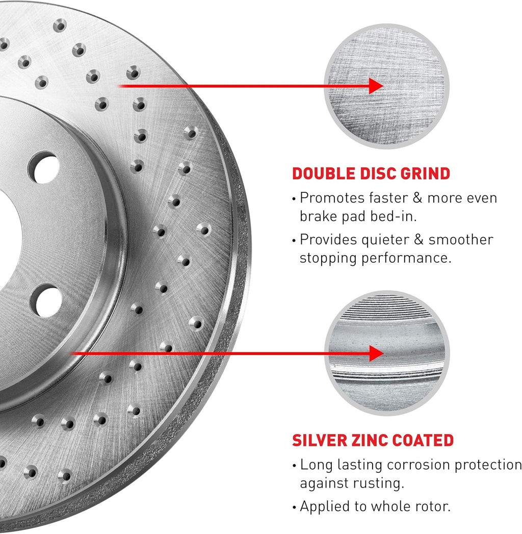 Front R1 Concepts eLine Cross Drilled Slotted Brake Rotors M5480