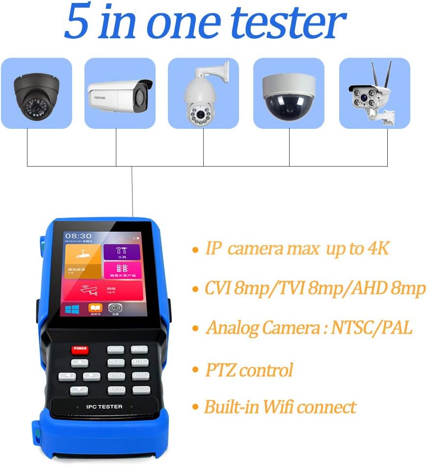 4 Inch Portable CCTV Tester IP CVBS Analog Camera AHD TVI CVI P7673