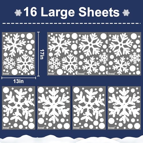 Extra Large White Snowflake Christmas Window Clings W2062