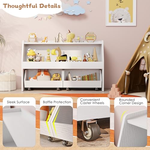 2 Tier Toy Storage Organizer with Movable Bins L551274