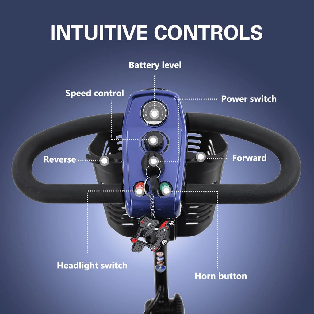 4 Wheel Collapsible Electric Mobility Scooter Purple D7204