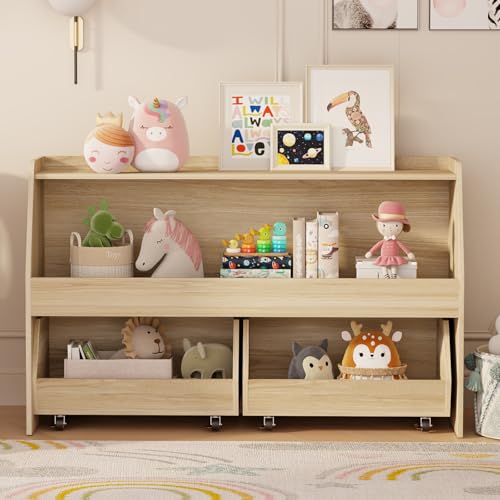 2 Tier Toy Storage Organizer with Movable Bins L551274