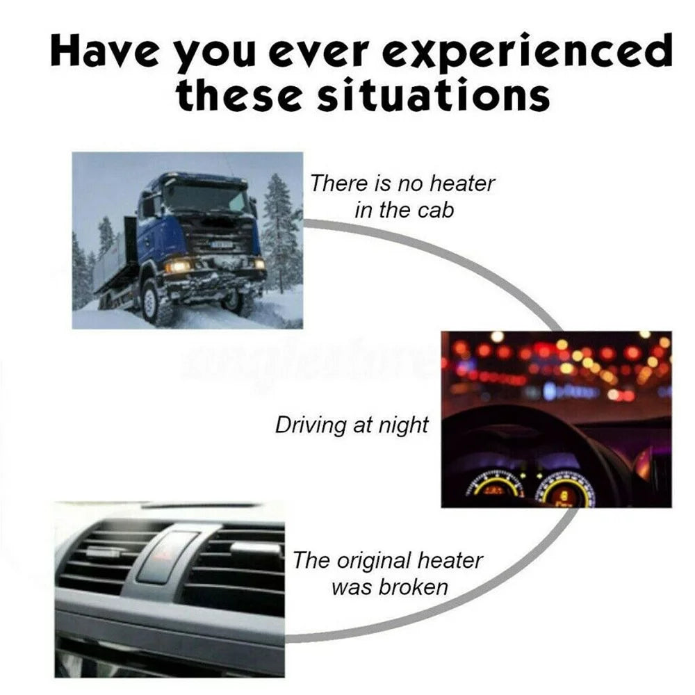 600W 12V Portable Car Heater Fan Defroster White P5143