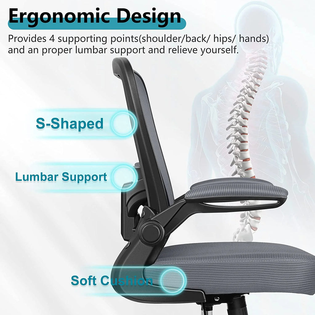 Grey Ergonomic Mesh Office Chair with Lumbar Support W60081