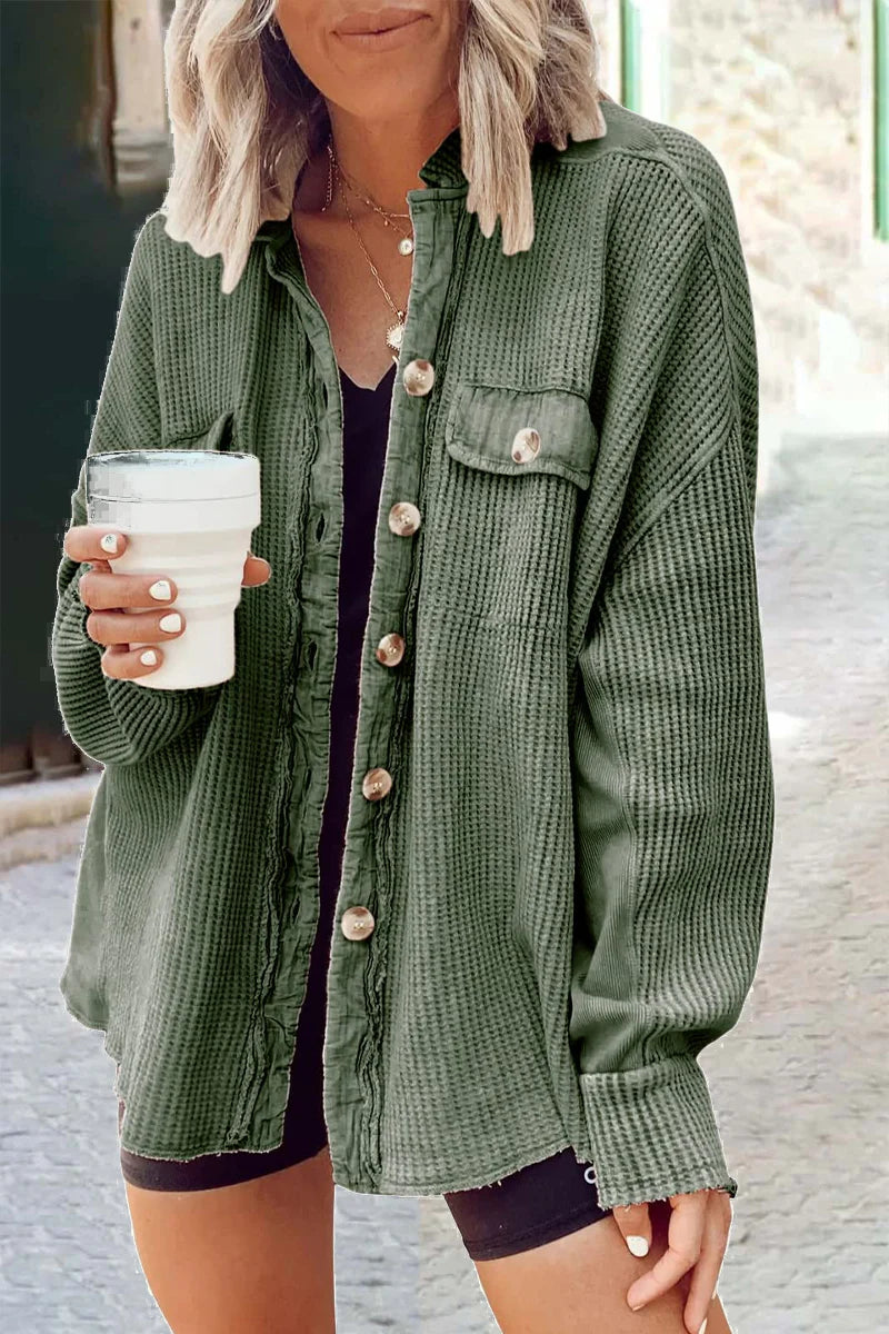Solid Patchwork Turndown Collar Outerwear S45999