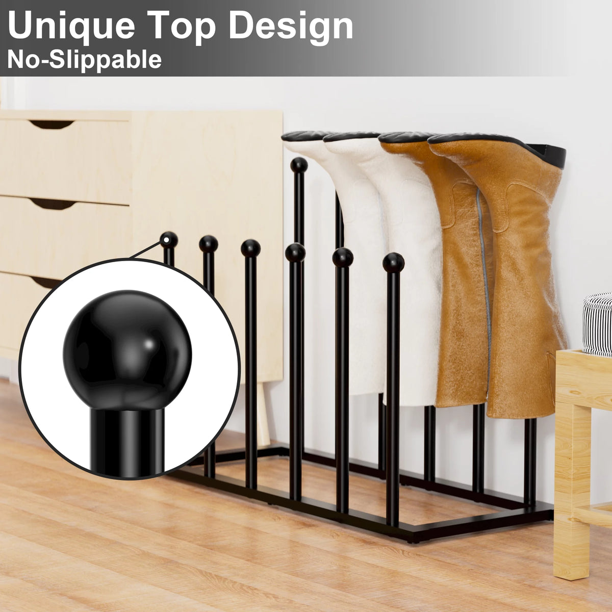 Black Metal Free Standing Shoe Rack for 4 Pairs T56038