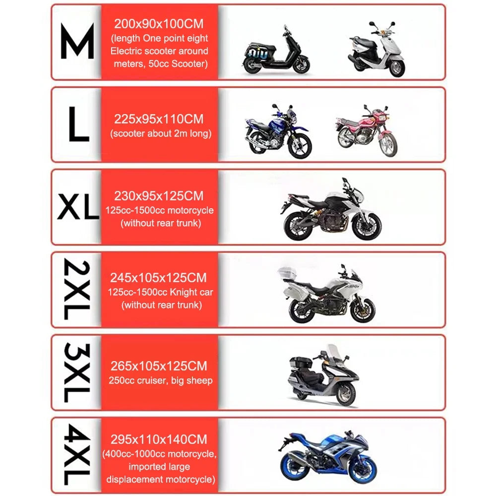 Waterproof Motorcycle Cover, 210D Oxford Cloth E95240