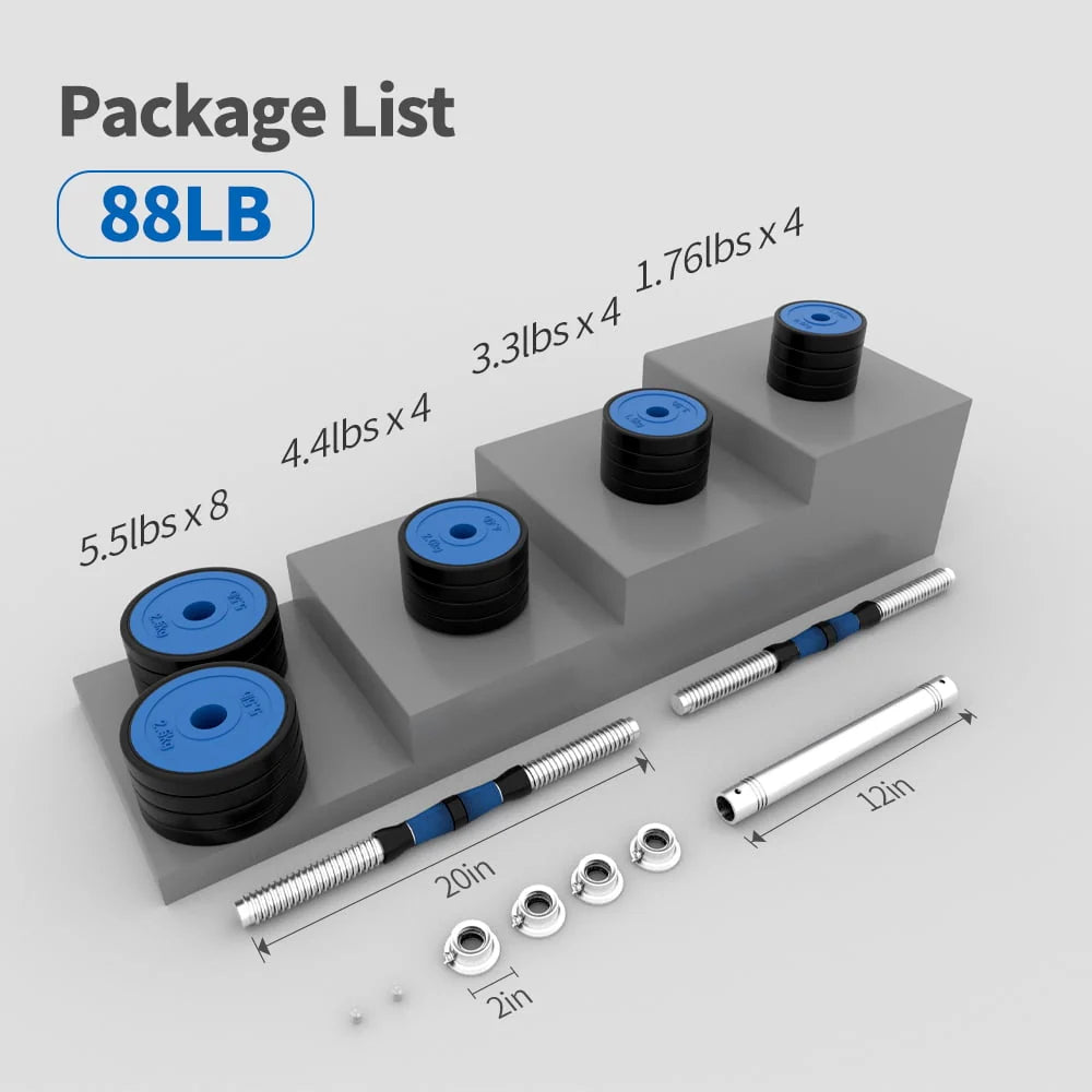 88 Lbs Adjustable Dumbbell Set with Connecting Rod P90913