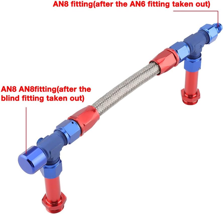 4150 Braided Dual Feed Fuel Line Kit with AN6 Adapter Aluminum Pack of 2 T452