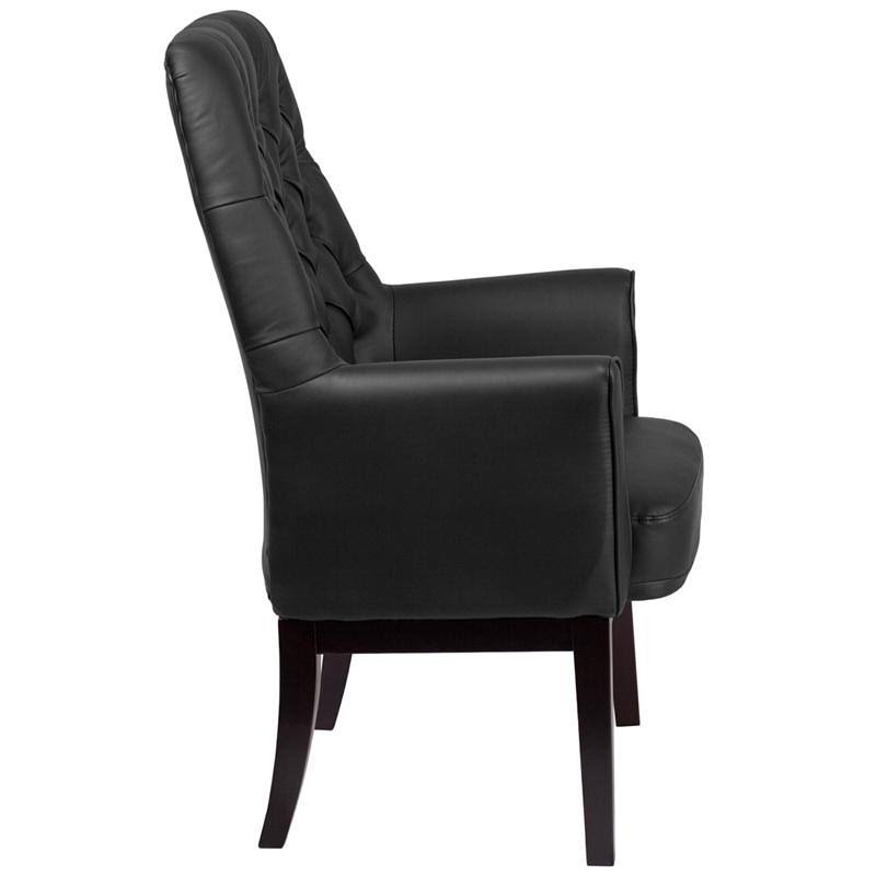 Brown Tufted Leather Side Reception Chair T1200