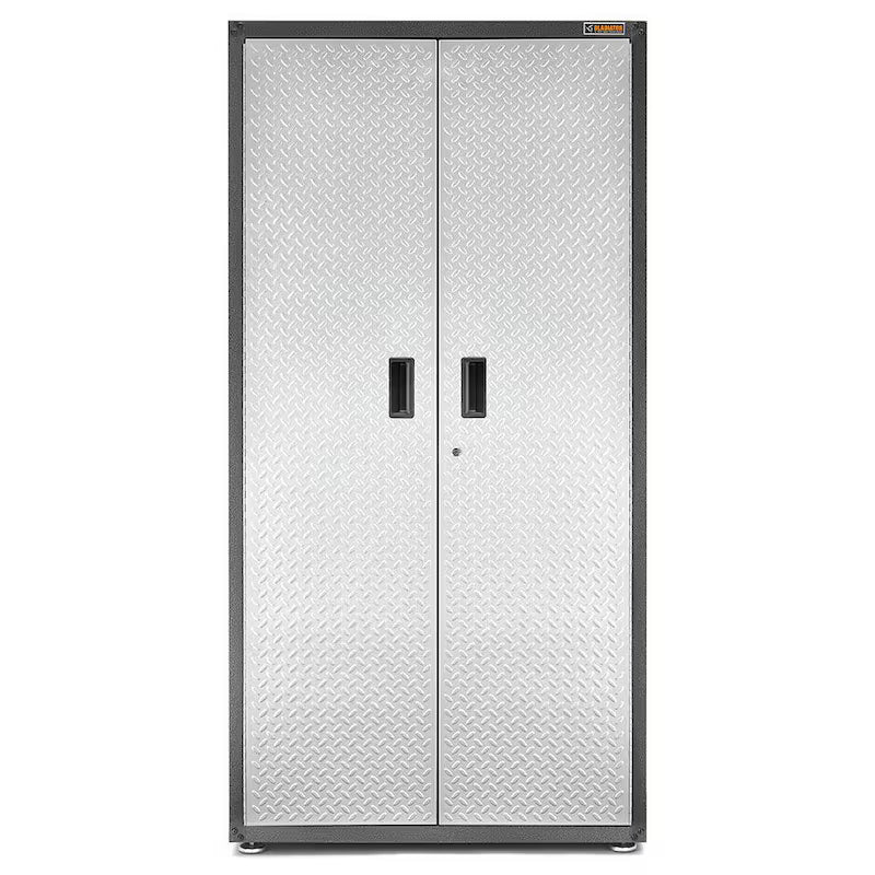 Steel Freestanding Garage Cabinet in Silver Tread E5295
