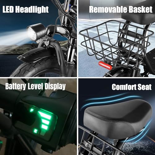 Electric Scooter with Seat, 14" Tires Foldable with Basket B40345