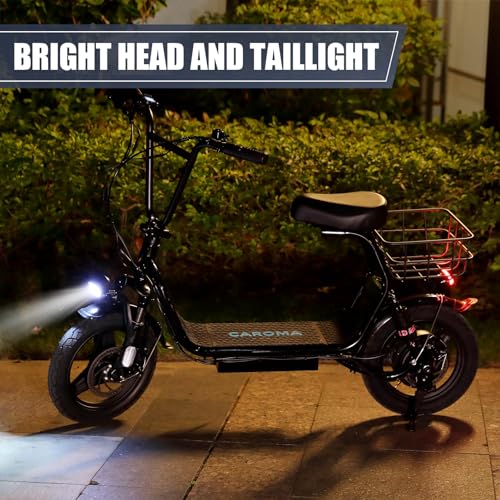 Electric Scooter with Seat, 14" Tires Foldable with Basket B40345