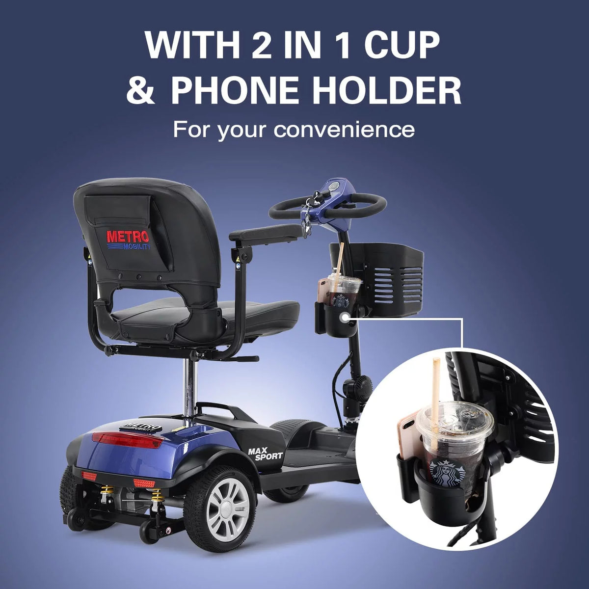 4 Wheel Collapsible Electric Mobility Scooter Purple D7204