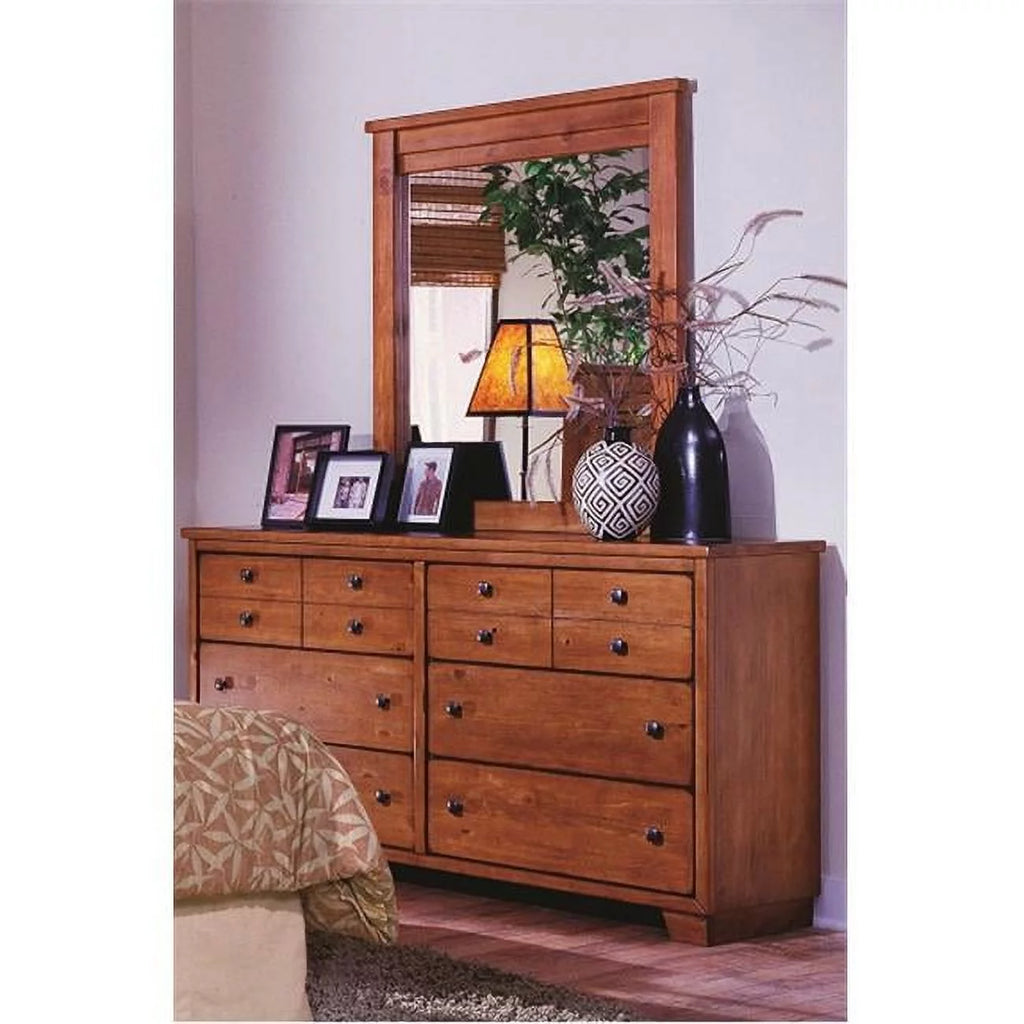 Cinnamon Pine 6 Drawer Wood Dresser U7318