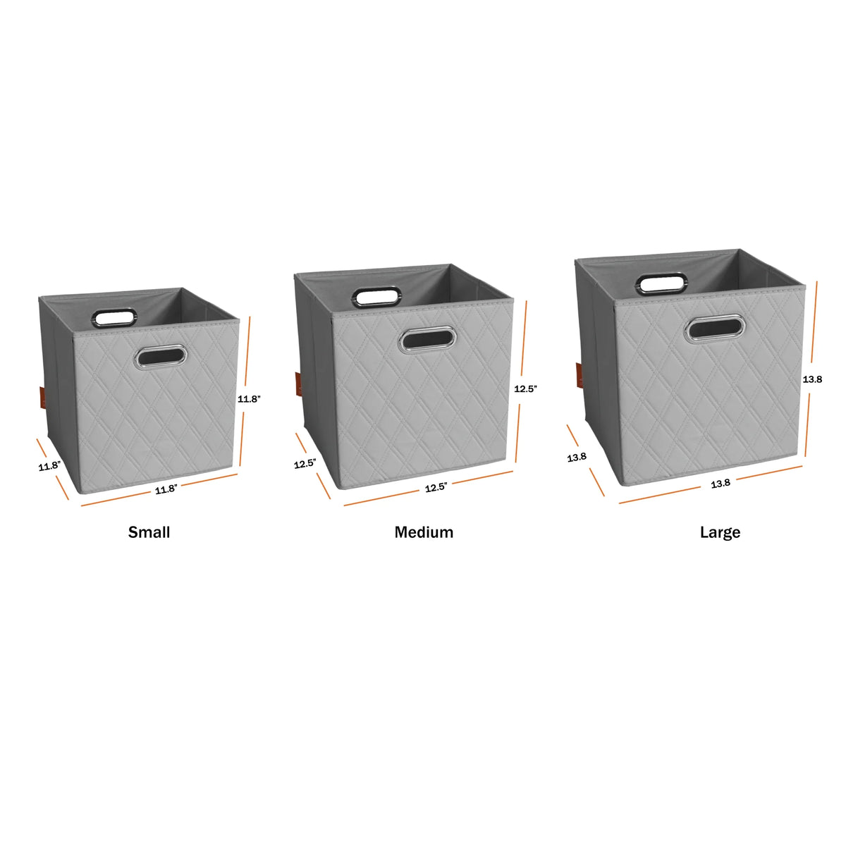 Gray Foldable Faux Leather Storage Cube Bins Set of Four D103