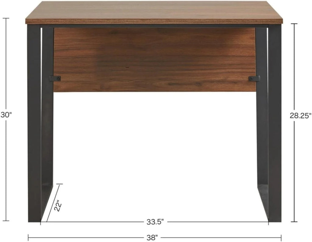 Home Office Computer Desk with Wooden Top and Metal Legs J948