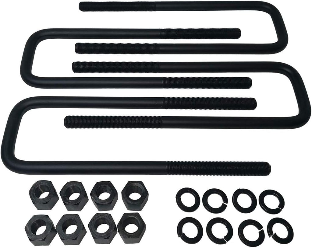 2 Rear Suspension Lift Solid Cast Iron Blocks Extra Long 12.5 Square Leaf Spring Axle U Bolts Z264385