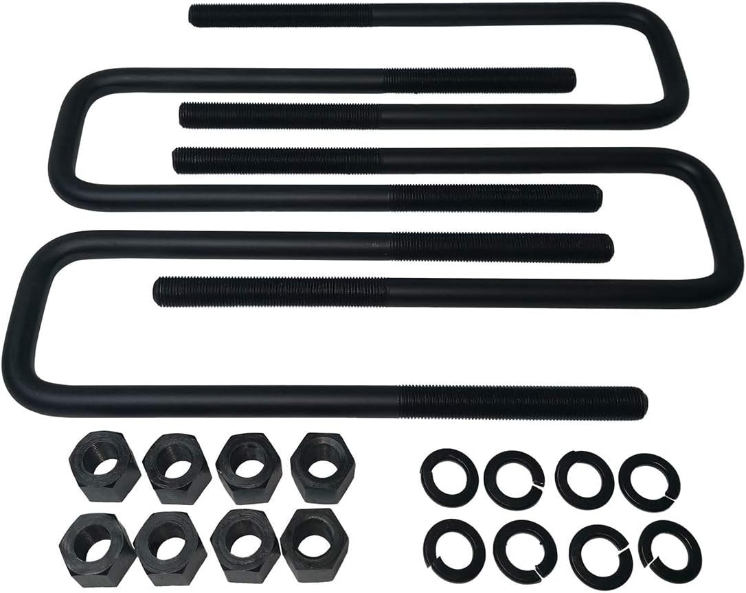2 Rear Suspension Lift Solid Cast Iron Blocks Extra Long 12.5 Square Leaf Spring Axle U Bolts Z264385