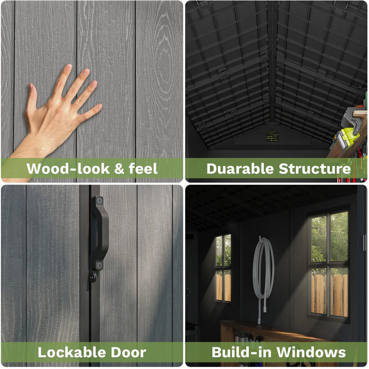 4x8 Resin Storage Shed with Lockable Doors T846