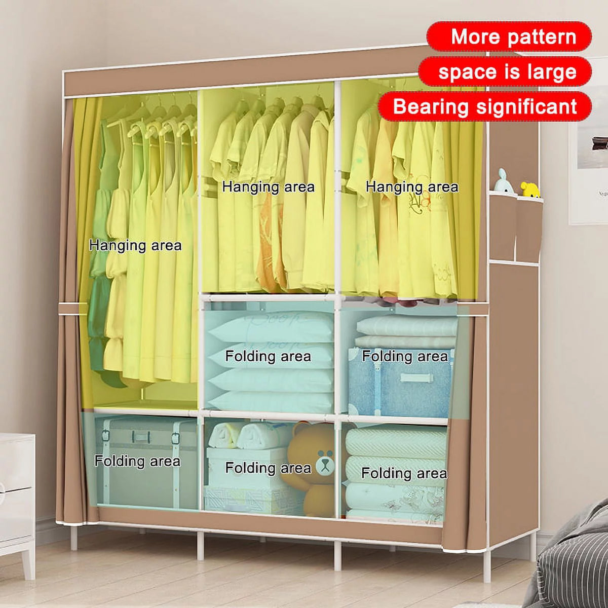 Portable Closet with Cover 50x17x67inch Gray J80152
