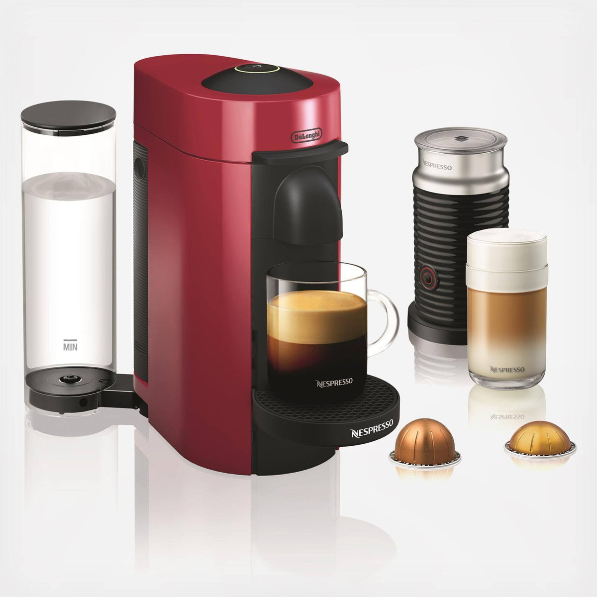 Cherry Red Coffee Maker and Espresso Machine with Milk Frother O6596