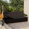 Black Poly Rattan Convertible Sun Bed with Cushion K312336