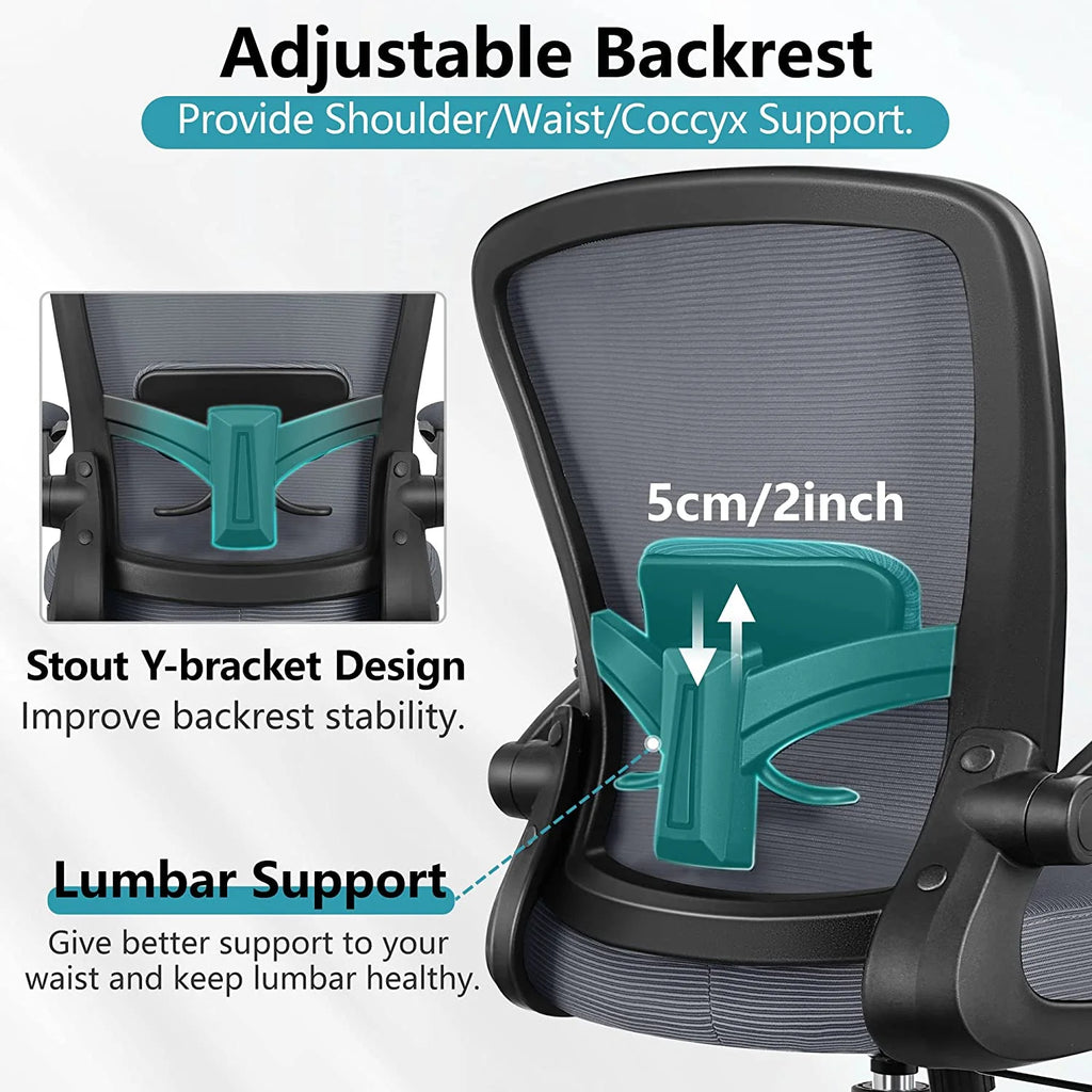 Grey Ergonomic Mesh Office Chair with Lumbar Support W60081
