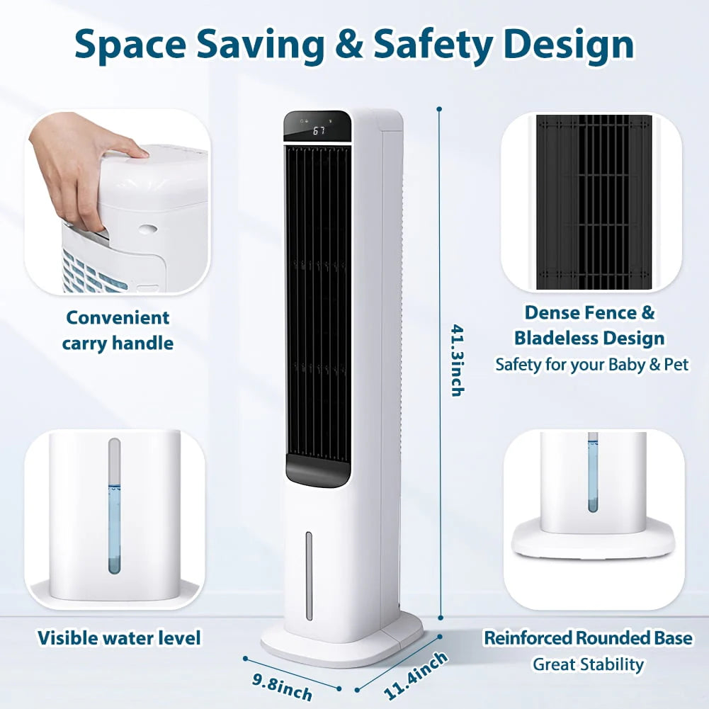 3-in-1 Evaporative Air Cooler Portable Tower Cooling Fan Oscillating White B31147