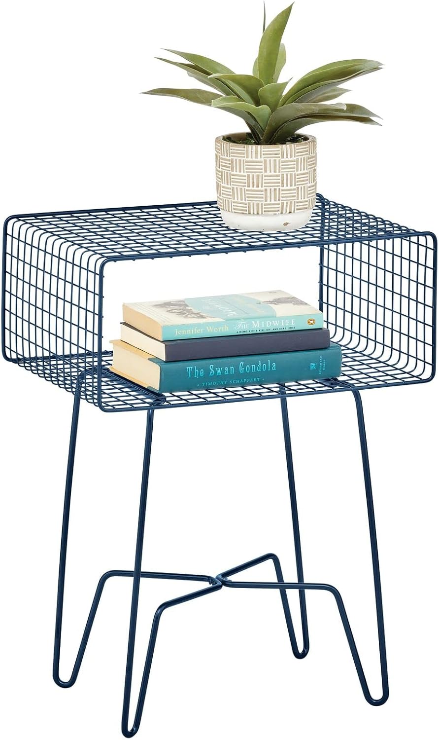 Bronze 2-Tier Metal End Table with Storage Shelf E223