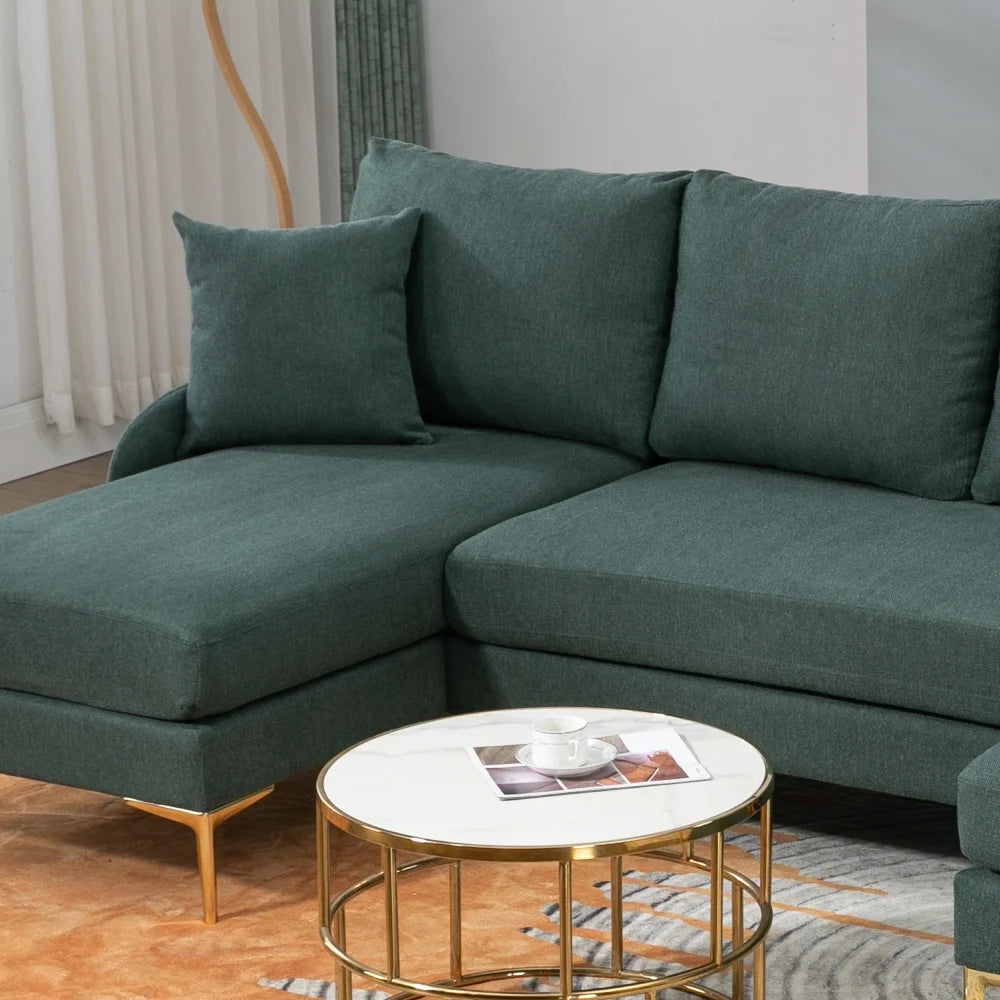 110'' Wide Reversible Chaise U-Shape Sectional Sofa Green Polyester Blend S8988